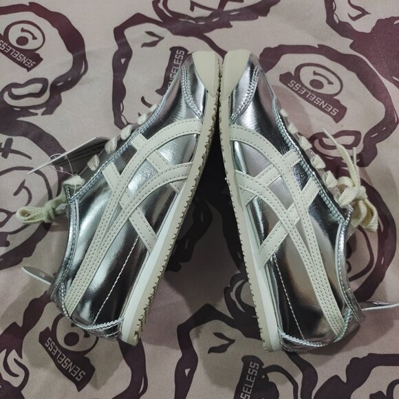 Onizuka Tiger MEXICO 66 Unisex Retro Sports Shoes Silver White Color - Picture 4 of 6